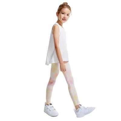 China CYC44 Kids Fitness Watercolor Sports Polyester Print Legging Breathable Girls In Yoga Equipment Pants for sale