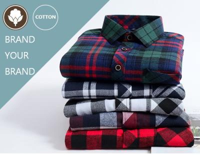 China CB06 Large Casual Plaid Breathable Brushed Female 9xl 100% Cotton Long Sleeves Plus Size Mens Sports Wear Custom Shirts for sale