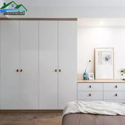 China Newest Design (Height) Elegant Bedroom Furniture Swing Door Wardrobe Adjustable With Study Table for sale