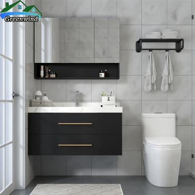 China Durable Matt Black Hung Hinged Door Vanity Unit And Basin for sale