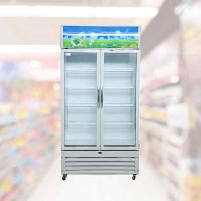 China Single-temperature Wine Beverage Display Cooler Display Fridge With Commercial 2 Door Glass Display Fridge for sale