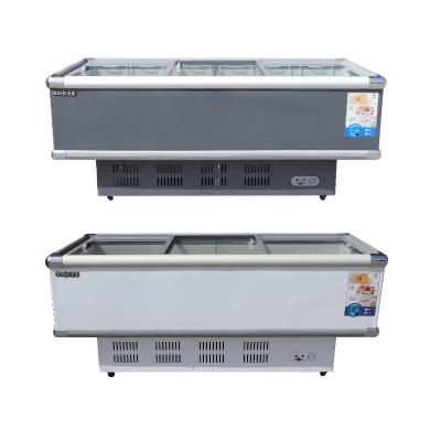 China Single-Temperature Supermarket Sliding Door Deep Chest Island Freezer For Fish Display for sale