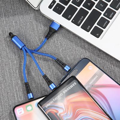 China Small and Exquisite Suitable for Type-C Portable and Short Key Chain Cable 3-in-1 iPhone Fast Charger Devices 2.4A Data Small Mini USB Cable for sale