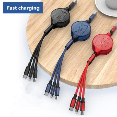 China Telescopic Charging Cable Gift 3 in 1 Retractable Data Cable For Micro Type C Cable Charger Android Phone Tablet Iphone USB Fast Charging for sale