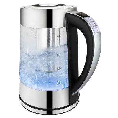 China OEM Custom Private Logo Smart Glass Water Boiler 360 Degree Rotating Base And Warmer Cordless Kettle With Temperature Control for sale