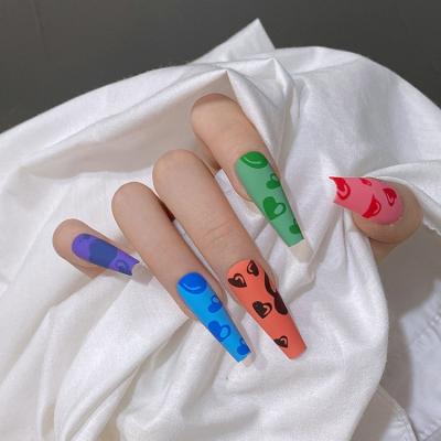 China Long Design Ballet Nail In Colorful Fake Nail Patch Using Artificial Nails Matte Press On Nail With Love Packing Box for sale