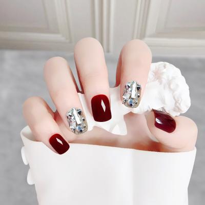 China Design Factory Direct Selling Nail Supplies Short Shiny 24 Pieces Rhinestone Nail Stickers Press On Nails for sale