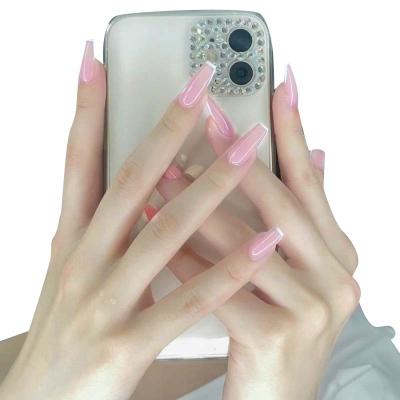 China Factory Design Nail Art Long Ballerina Pink Gradient Nail Stickers 2021 Direct Sellers Press On Nail for sale