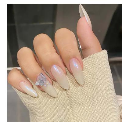 China Aurora Butterfly Nails Stickers Professional Waterproof Milky White Products Eco-friendly Fake Nail Products Press On Nail for sale