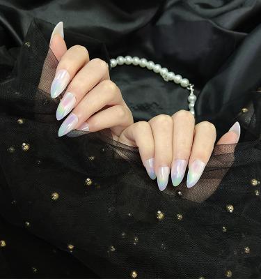 China Easy Apply Long Sharp Almond Ultrathin Nail Art Customized Accepted Press On Gradient Water Drop Symphony Nail Artificial Nail for sale