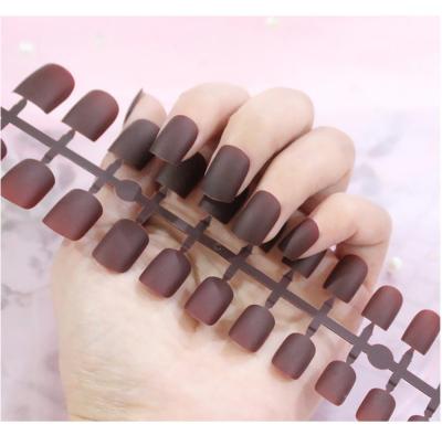 China Hot Selling Design Short Frosted Nail Art 24pcs Luxury Artificial Nails Products For 2021 Professional Press On Nails Packaging Box for sale