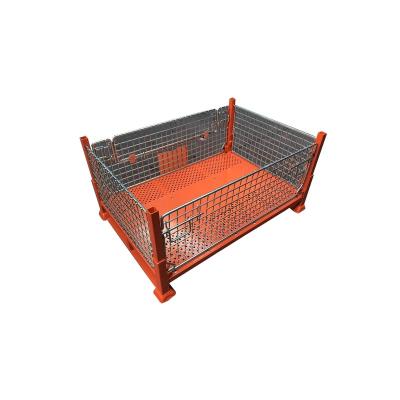 China Customized Rolling Wire Stackable Collapsible Mesh Pallet Containers High Capacity Storage Metal Storage Cage for sale