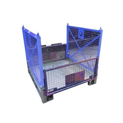 China Warehouse Good Quality Metal Mesh Box Steel Pallet Cage Collapsible Stackable Storage for sale