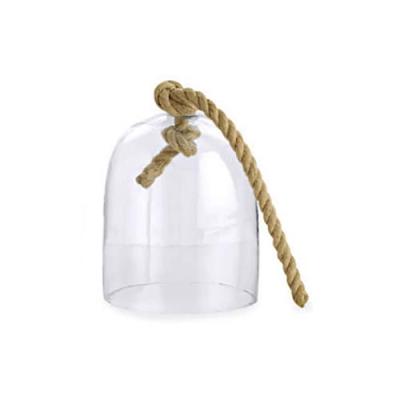 China Europe House Glass Cover For Handwork Decoration Clear Glass Dome With Rope Handle for sale