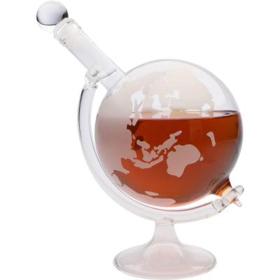 China Sustainable Glass Whiskey 850MLThickened Globe Glass Decanter With Glass Rack for sale