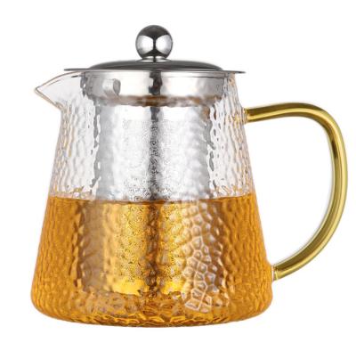 China Viable Design Glass Teapot Hammer Heat Resistant Tea Kettle for sale