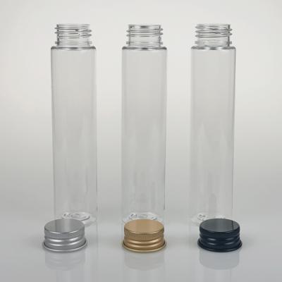 China Freshness Preservation Clear Plastic Tube With Silver Metal Screw Lid for sale