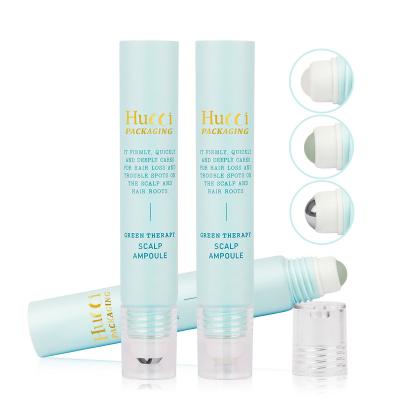 China Wholesale Cosmetic 15ml Roller Eye Serum Massage Single Stainless Glass Tube For Face Oil Squeeze Pe Plastic Packaging Viable Tube for sale