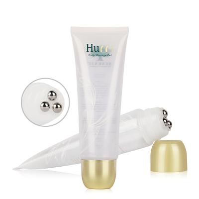 China 80ml 100ml Cosmetic Clear Lotion Tube With Stainless Rollball For Body Lotion Cream Tube Plastic Massage Packaging Cosmetics for sale