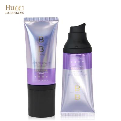 China Custom Super Oval Liquid Serum Primer Face Cream Dual Density CC BB Base 60ml Empty Aluminum Pump Tube Cosmetic Light ABL Ariless Cosmetic for sale