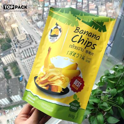 China Matte Finished Plastic Laminated Stand acima da banana Chips Packaging Bag do malote à venda