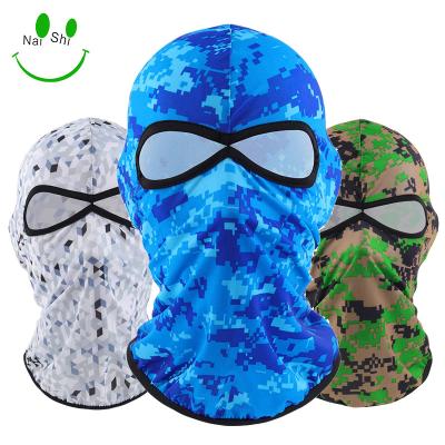 China COMMON Two Holes Full Face Covering Summer Thin Windproof Silk Balaclava Hats For Camouflage for sale