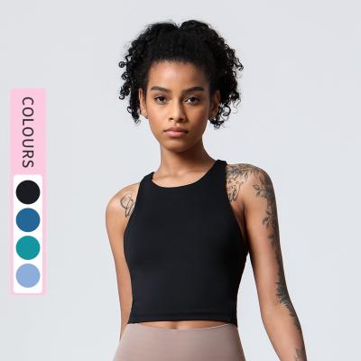 China Breathable tiktok stretch women fitness top solid soft crop tops sleeveless women crop tank top work out clothing women for sale