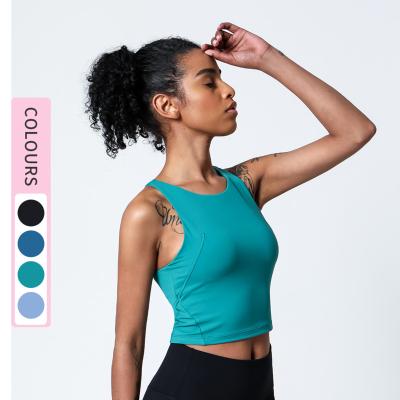 China Hot Sexy Logo New Arrival Gym Wear Custom Wholesale Breathable Yoga Tops Women Sports Beach Tops With Chest Pad Fitness Training Top Wear for sale