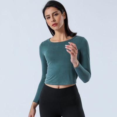 China Breathable Best Price Dark Green Color Long Sleeves Yoga Clothes Tightly Fit Breathable Yoga Clothes Yoga Clothes for sale