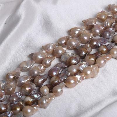 China Freshwater Pearl AA+ Grade 15~20x20~30mm 40cm 16 Inches Baroque Pearl Strand Shape Fireball Natural Freshwater Pearl for sale