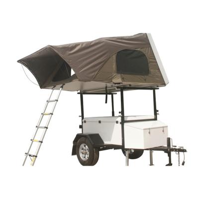 China Travel Trailer TK-D2N White Offroad Camper Trailer With Hard Shell Roof Tent for sale