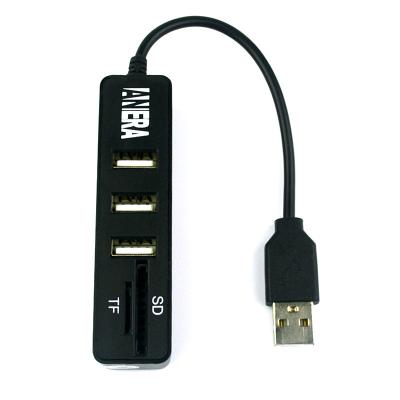 China ANERA New 3 Ports USB 2.0 Hot Selling Slim Thin HUB and TF/SD Card High Speed ​​Reader with 15cm Cable for Laptop PC Computer AE-HUB4365C for sale