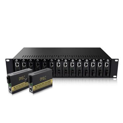 China FTTH Fiber Media Converter 14 Port 2U Rack Mount Chassis With Dual Power Supply for sale