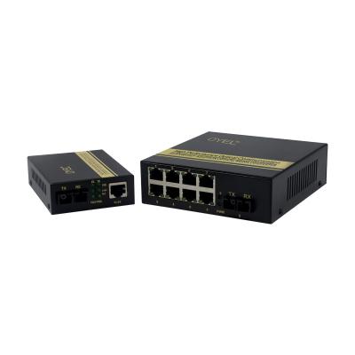 China FTTH Oyel Telecommunication Equipments 10/100M 8 Port Single Mode Duplex Media Converter 20KM for sale