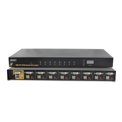 China Factory Metal Can OEM 8 Port Switch 1 Full Auto USB DVI KVM High Quality Output With Hub DVI KVM Switch 1920X1440@60HZ for sale