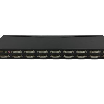 China Factory Metal Can OEM 16 Port Switch 1 Full Auto USB DVI KVM High Quality Output With Hub DVI KVM Switch 1920X1440@60HZ for sale