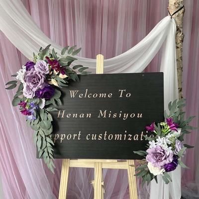 China Wholesale High Quality Artificial Silk Flower Signs Wedding Gifts Supplier Decorative Swag (Lavender & Cream) for sale