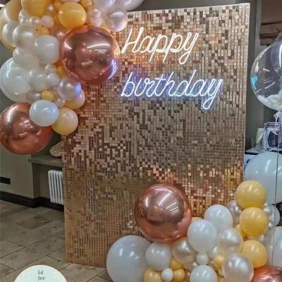 China Advertising Board Party Backdrop Screen Stunning Iridescent Gold Mirror Sequin Shimmer Wall Backdrop For Wedding Party Decor for sale