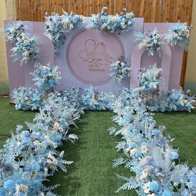 China Natural Touch Wedding Decoration Road Lead Arch Artificial Silk Flower Runner Row For Decorative Centerpiece Artificial Flower Arrangement for sale