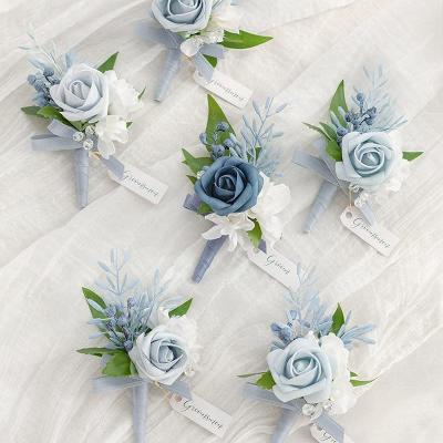 China Artificial Flower Coshinerose Factory Supply Rose Boutonniere Corsage Flower Wedding Corsage Best Men Suit Corsage for sale