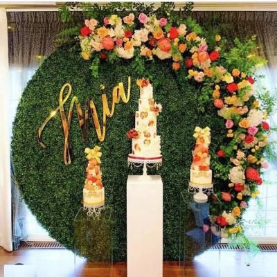 China Wedding Outdoor Artificial Home Decor Holiday Party Round Green Plants Wall Cloth On Back Easy To Install for sale