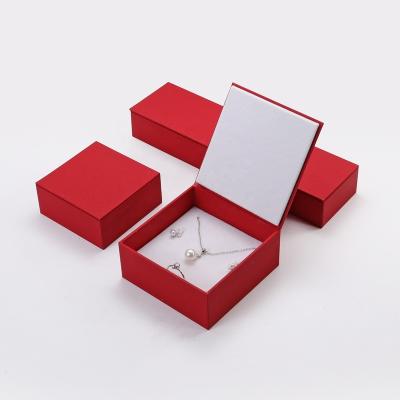 China Custom Luxury Red Contact Paper Necklace Jewelry Boxes Set for sale