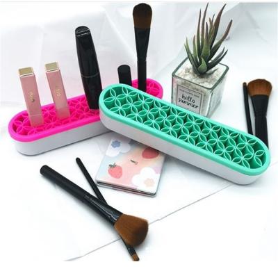 China Silicone Storage Case Desktop Cosmetic Organizer Nail Pen Holder Makeup Brush Beauty Organizer Stand for sale