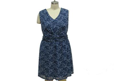 China Lace Pattern Knee Length Casual Summer Dresses , Ladies Holiday Dresses Round Neck for sale