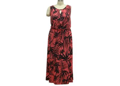 China Full Length Short  Sleeve Chiffon Maxi Dress , A Line Summer Casual Dresses Leaf Printed for sale