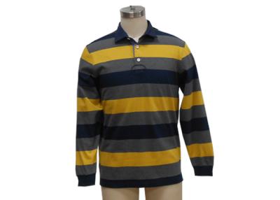 China Black And Yellow Mens Knitted Polo Shirt , Long Sleeve Collar T Shirt With Pocket for sale