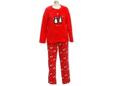 Chine Ensembles de pyjama de Noël des femmes drôles de fantaisie, ensembles de pyjamas de la flanelle des femmes rouges à vendre