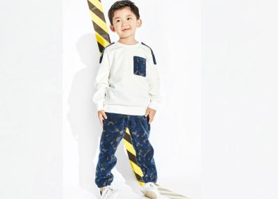 China White Top Boys Party Clothes , 100 Polyester Boys Sweat Suits Pant And Shirt for sale