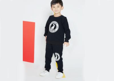 China Black Kids Boys Clothes Boys Crew Neck Sweater And Long Pant Big Rubber Printing for sale