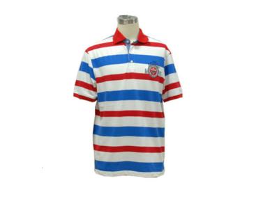 China Camisas tingidas fio personalizadas do polo T, polo listrado branco e azul vermelho à venda